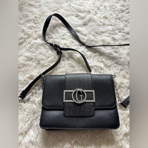 Guess Black Crossbody Bag with Silver Accents